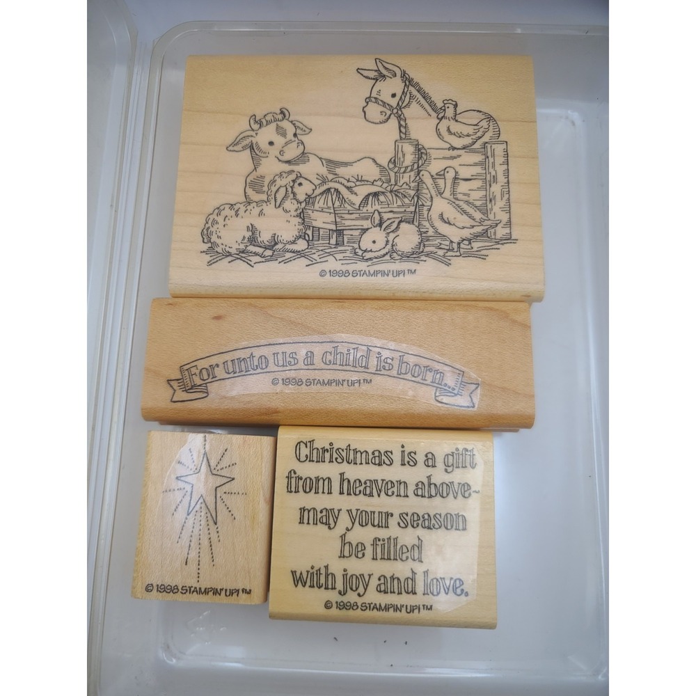Stampin Up A GIFT FROM HEAVEN Christmas Nativity Set Clean Unused Wooden Stamps